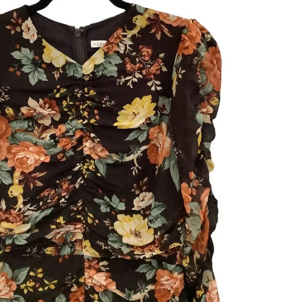 Veronica Beard Hedera Silk Mini‎ Dress Oxblood Floral Print Size 4